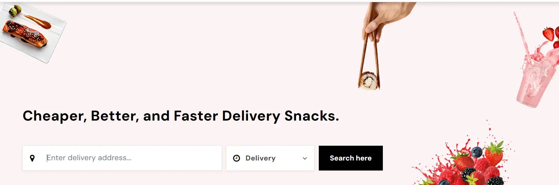 Customer homepage with restaurant listings and delivery address input